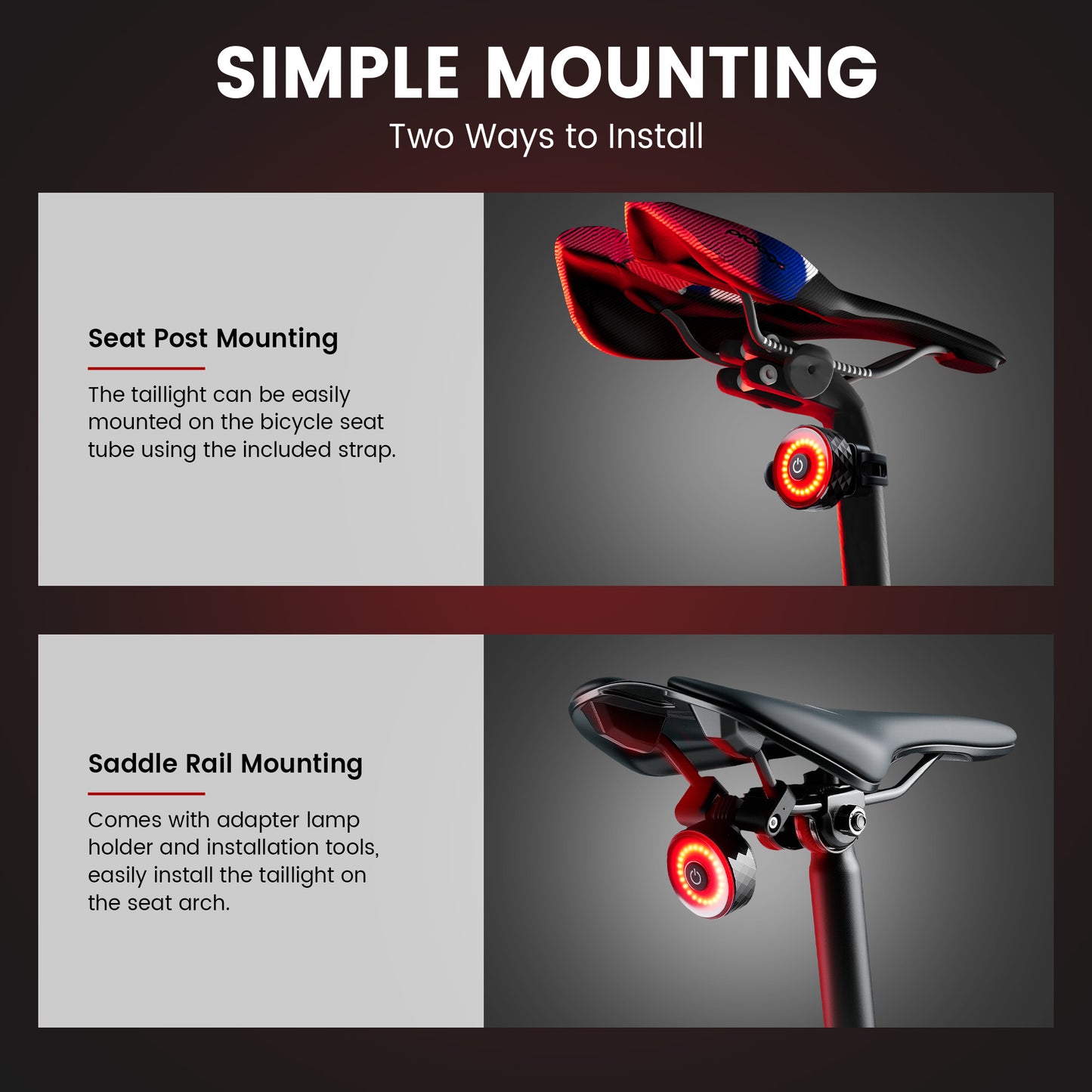 Smart Bike Tail Light with Apple Find My – Brake-Sensing Rear Light with Location Tracking, Ultra-Bright LED, 984ft Visibility, 5 Lighting Modes, USB-C Rechargeable, IP65 Waterproof LED Taillight