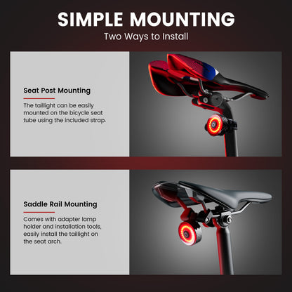 Smart Bike Tail Light with Apple Find My – Brake-Sensing Rear Light with Location Tracking, Ultra-Bright LED, 984ft Visibility, 5 Lighting Modes, USB-C Rechargeable, IP65 Waterproof LED Taillight