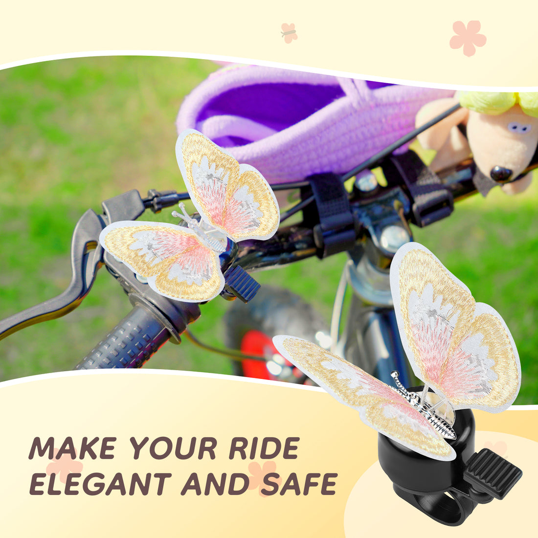 Yellow Butterfly Bike Bell for Kids