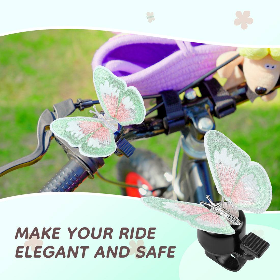 Green Butterfly Bike Bell for Kids
