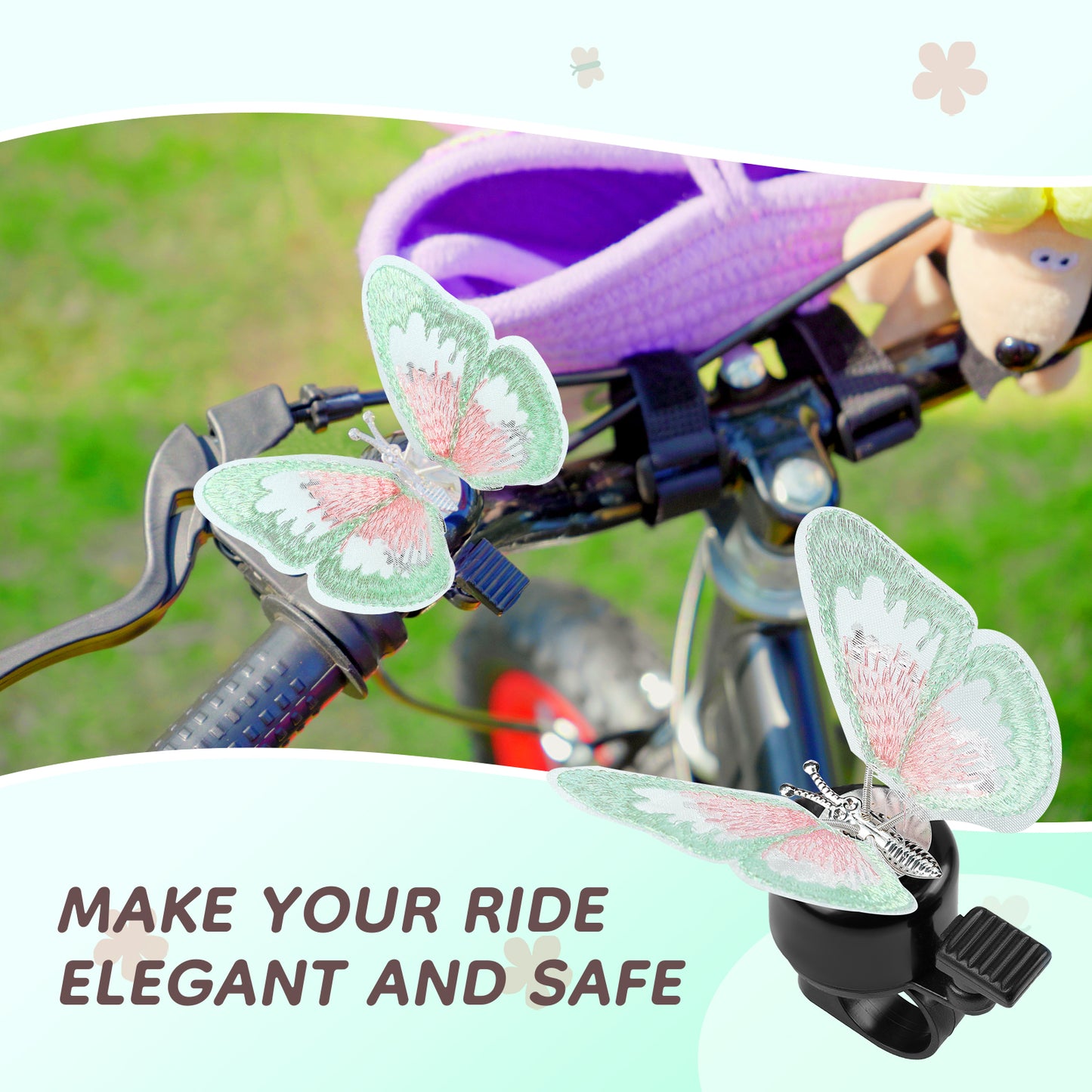 Bike Bell, Bicycle Horn for Girls, Children’s Bike Bells with Butterfly Design - Cute DIY Bicycle Bell for Girls, Crisp Sound, Easy to Install