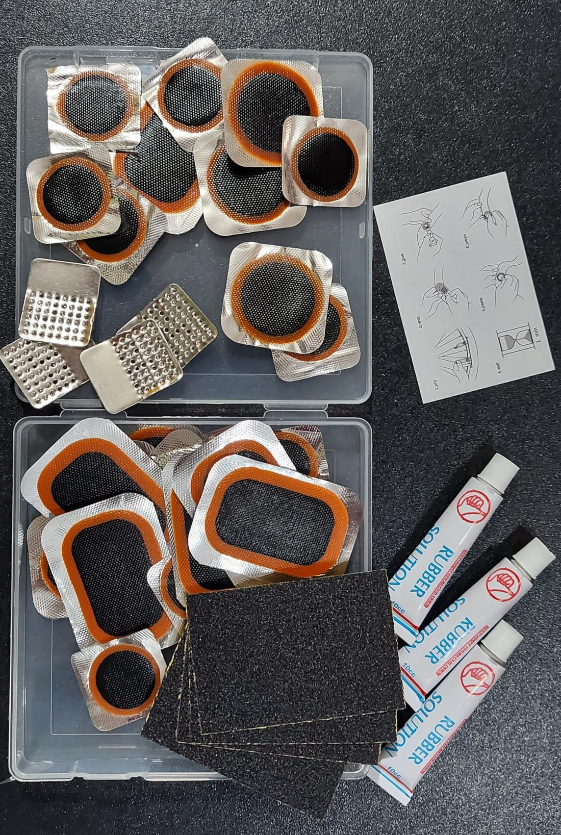 Bike Tire Repair Kits - Bycicle Inner Tube Puncture Patch Kit with 24PCS Vulcanizing Patches