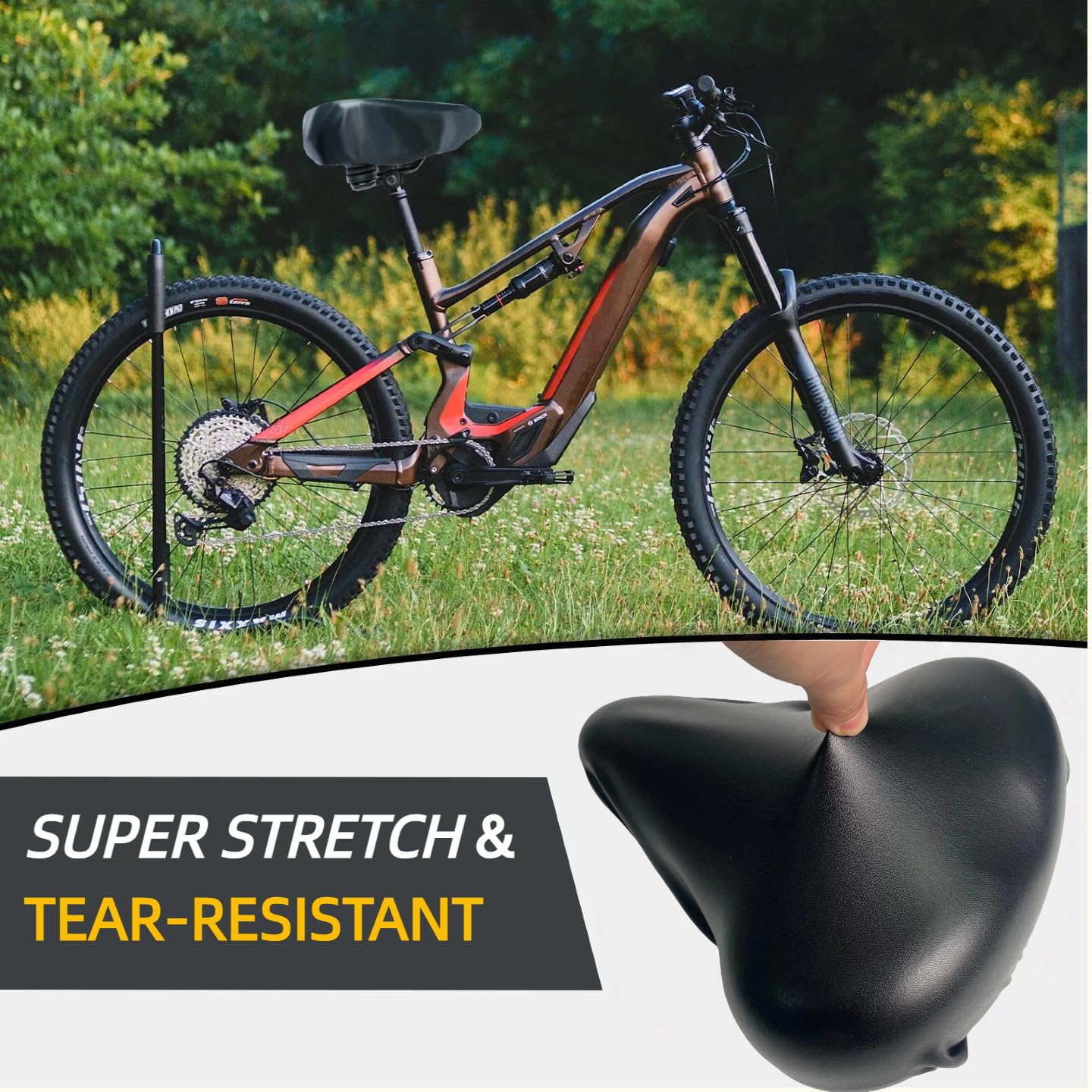 Stretch Bike Seat Cover Waterproof, PU Leather