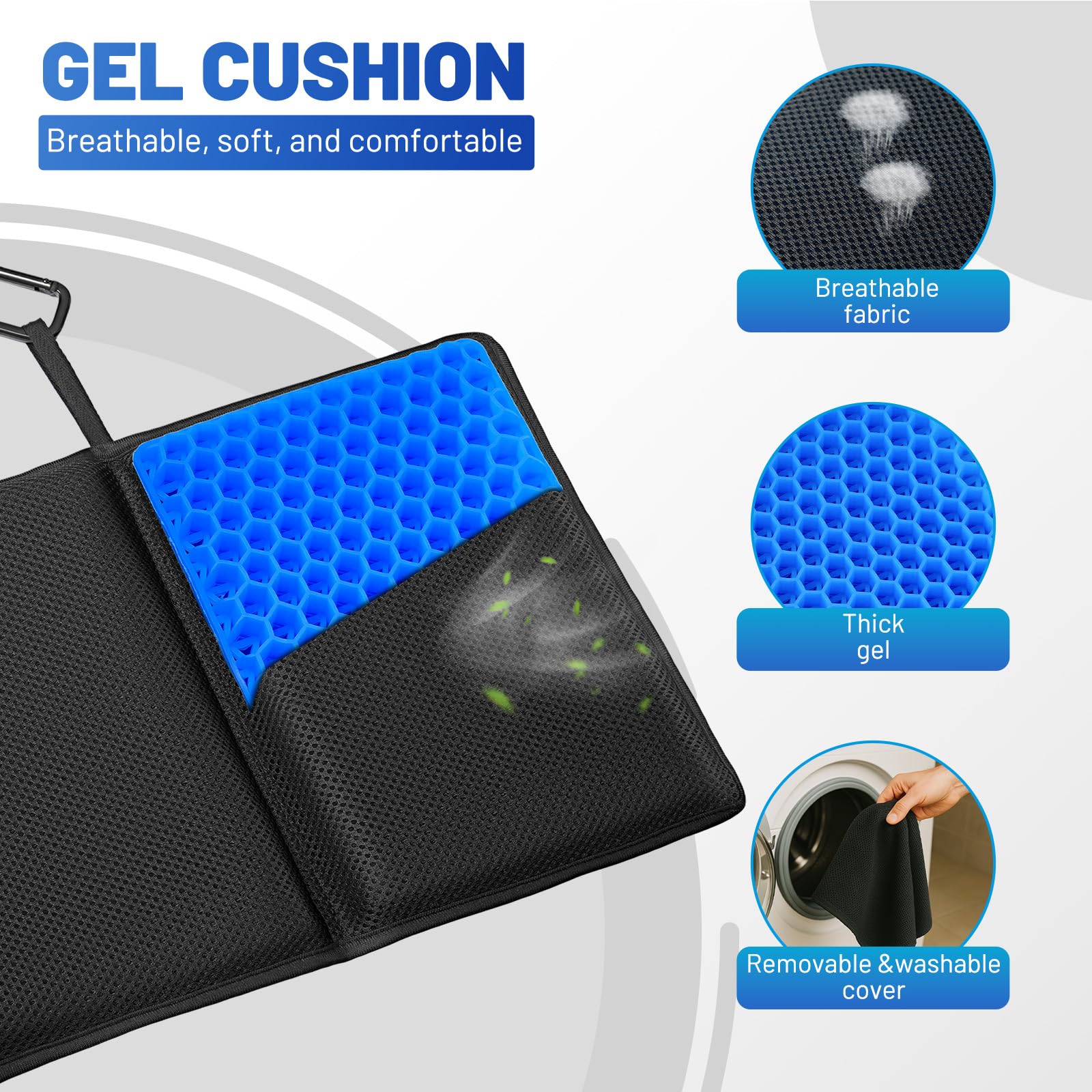 Breathable non-slip bike seat cushion with carry loop