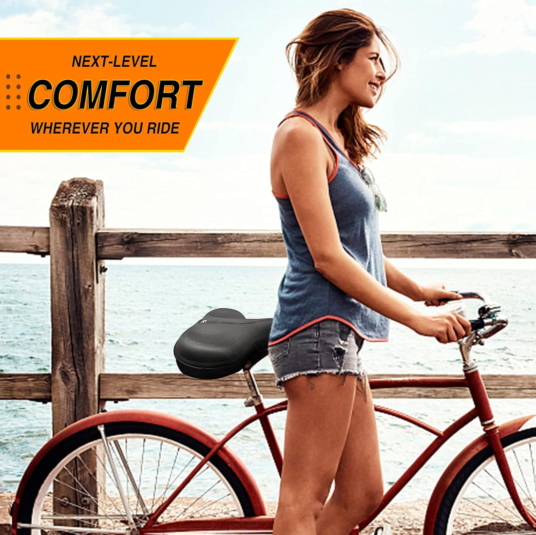 Newpearl Super Wide Bike Seat Cover Gel Padded 13.5" * 10.5"