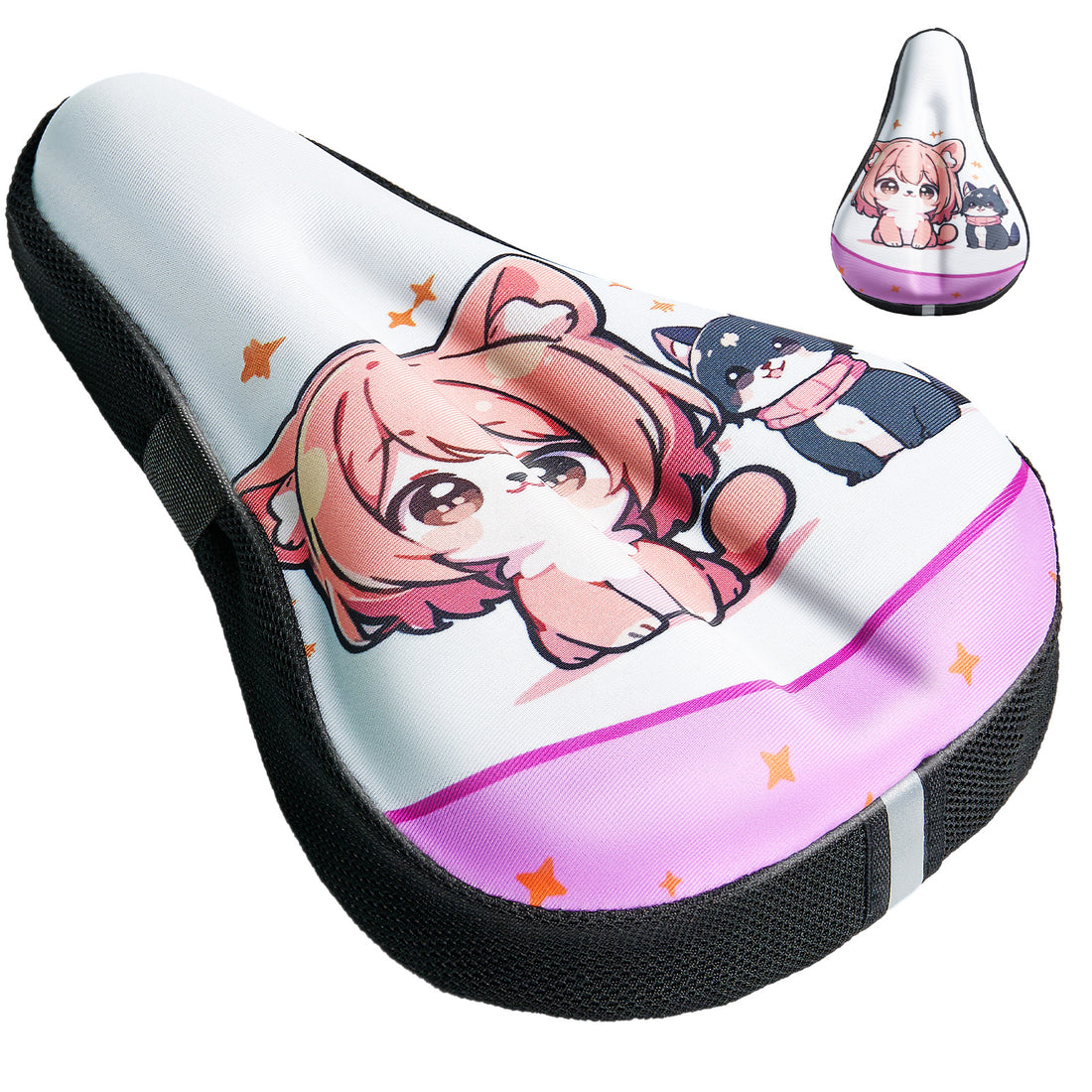 Kids Gel Bike Seat Cover with Dog & Cat Design