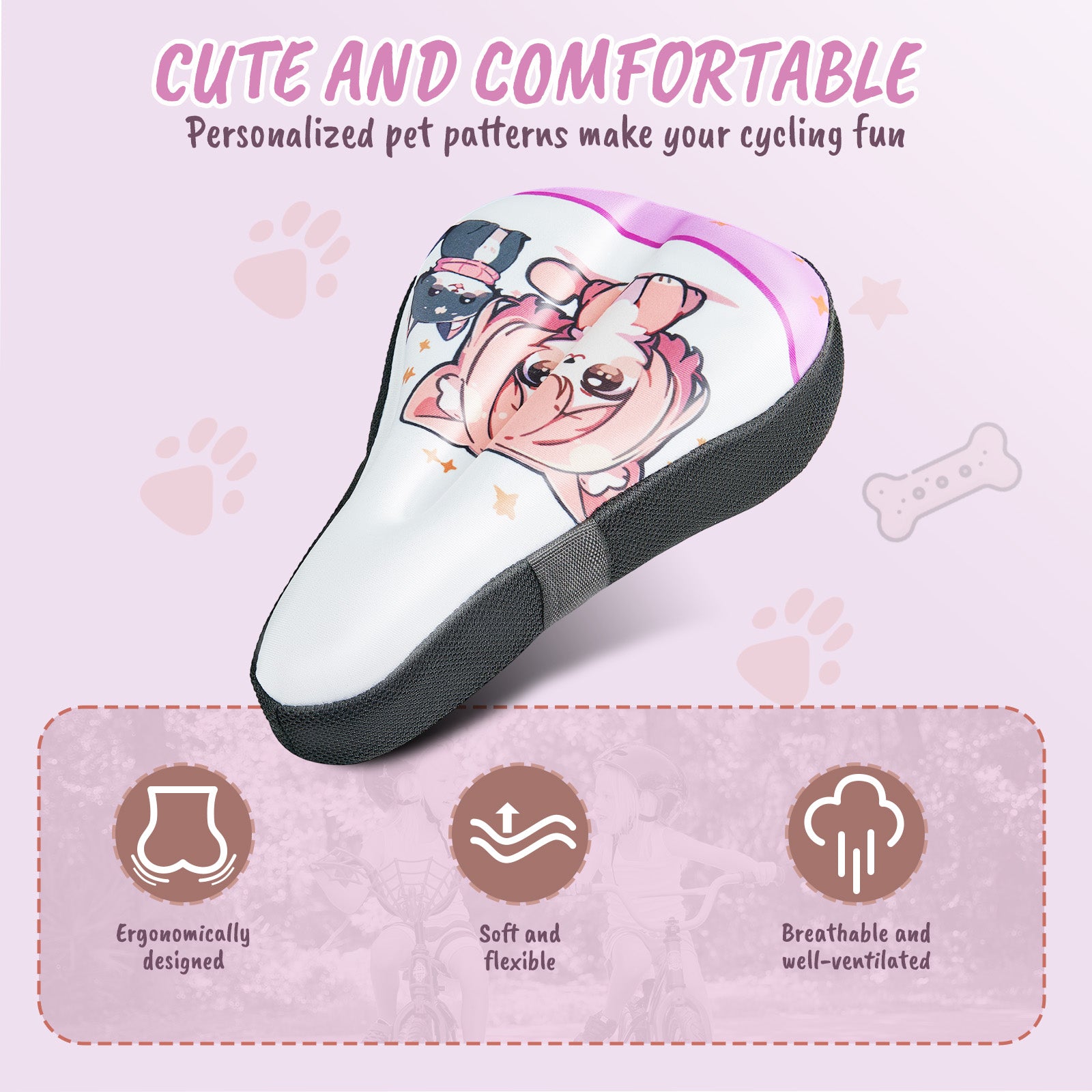 Soft gel memory foam bike seat cover for children's bikes