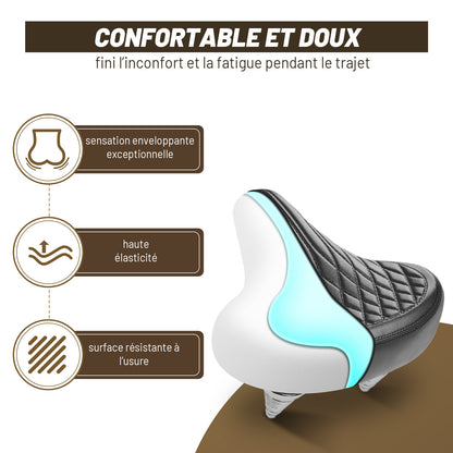 Selle Vélo Large Confort pour Homme et Femme – Style Vintage, Imperméable, Idéale pour Vélo de Ville, Cruiser et Électrique