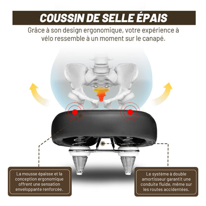 Selle Vélo Large Confort pour Homme et Femme – Style Vintage, Imperméable, Idéale pour Vélo de Ville, Cruiser et Électrique