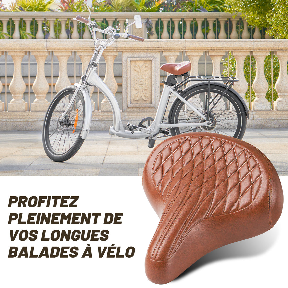 Selle Vélo Large Confortable Marron – Style Vintage pour Vélo de Ville et Cruiser, Imperméable, Série Time Capsule