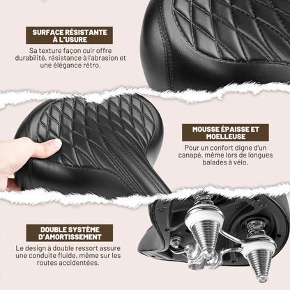 Selle Vélo Large Confort pour Homme et Femme – Style Vintage, Imperméable, Idéale pour Vélo de Ville, Cruiser et Électrique