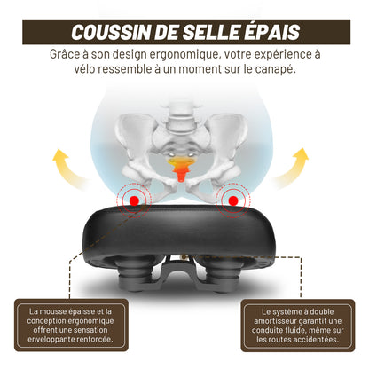Selle Vélo Large Confort pour Homme et Femme – Style Vintage, Imperméable, Idéale pour Vélo de Ville, Cruiser et Électrique