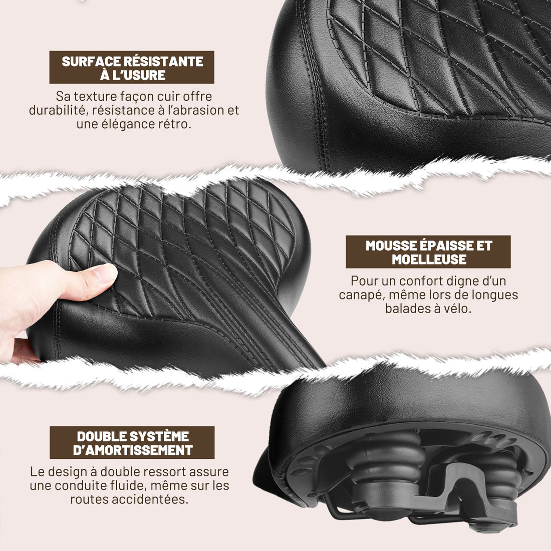 Selle Vélo Large Confort pour Homme et Femme – Style Vintage, Imperméable, Idéale pour Vélo de Ville, Cruiser et Électrique