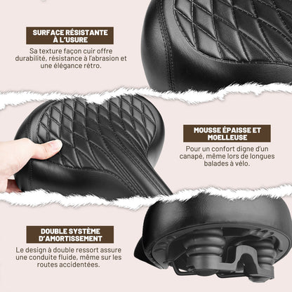 Selle Vélo Large Confort pour Homme et Femme – Style Vintage, Imperméable, Idéale pour Vélo de Ville, Cruiser et Électrique