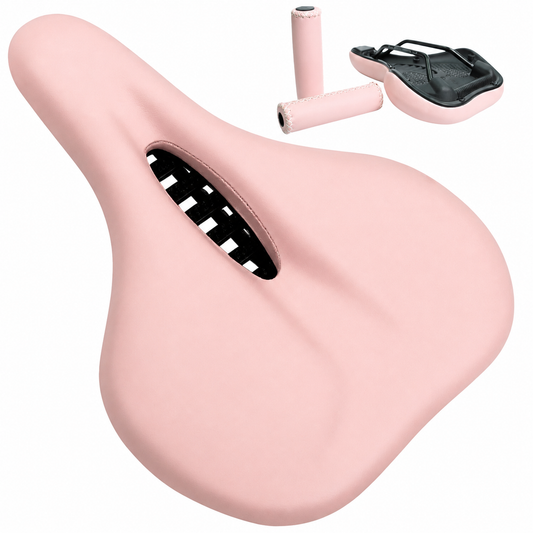 Bike Seat for Women, Wide Comfortable Pink Bicycle Saddle
