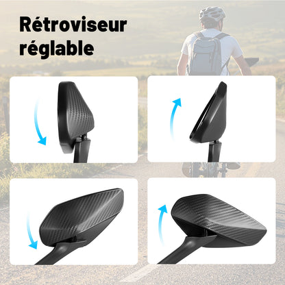Rétroviseur Vélo Réglable – Grand Miroir Convexe 17 cm, Cadre ABS & Base Aluminium, Anti-Vibration, Pour Guidon 22–25 mm