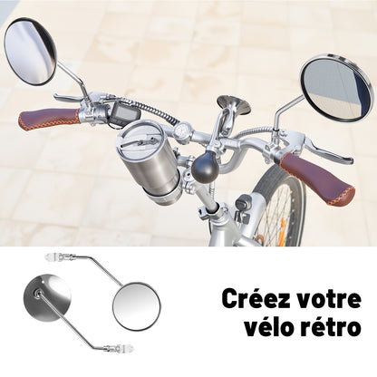 Rétroviseur Vélo Vintage – Paire de Miroirs Métalliques pour Vélo de Ville et Cruiser, Cadre Acier Galvanisé, Série Time Capsule