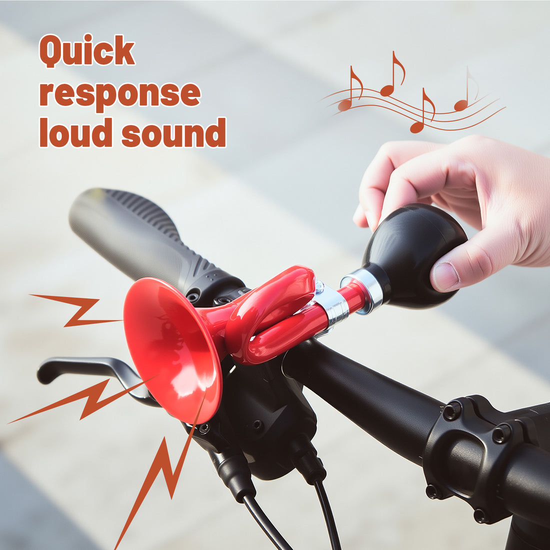 Classic red squeeze bicycle horn for cruiser handlebars