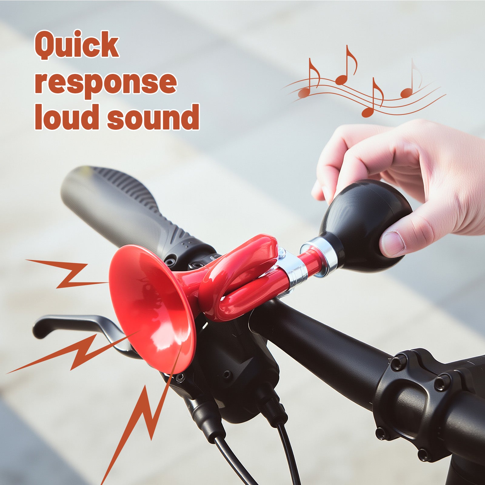 Classic red squeeze bicycle horn for cruiser handlebars