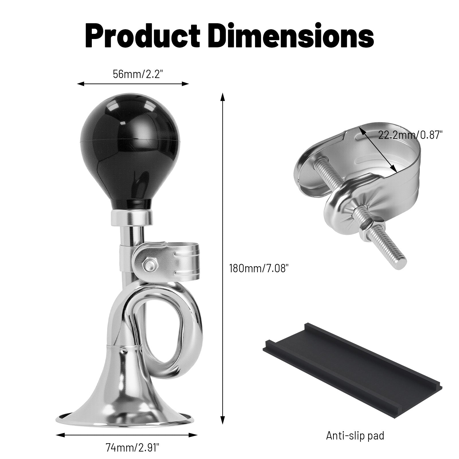 Classic bike horn mounted on cruiser handlebar