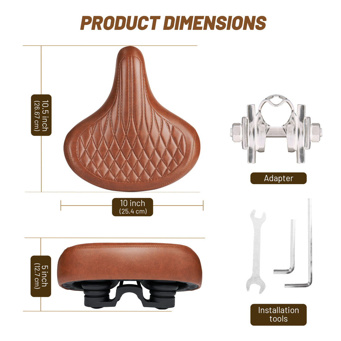 Vintage brown bicycle seat with wide comfort shape