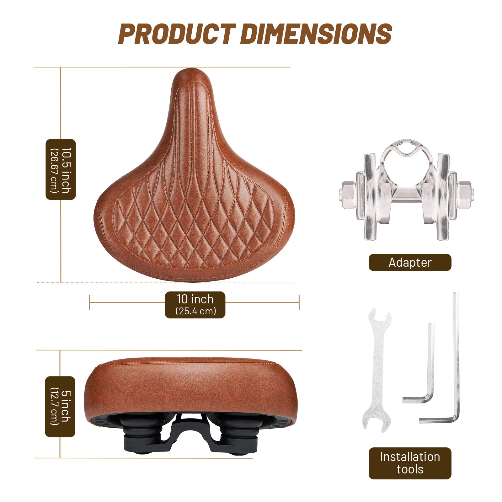 Vintage brown bicycle seat with wide comfort shape