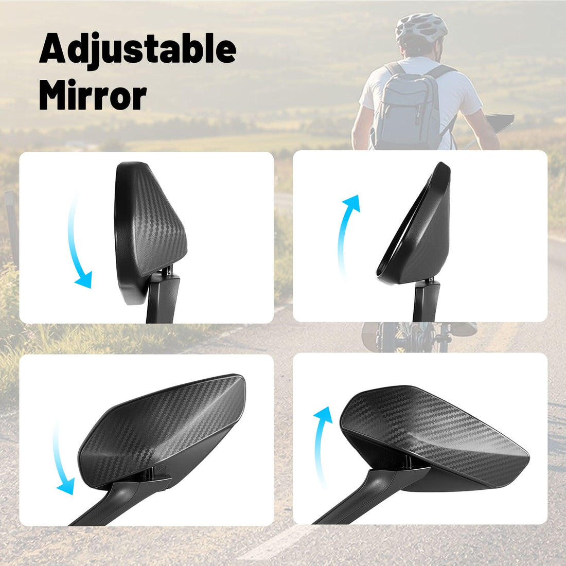 Wide view handlebar bike mirrors for e-bikes and city bikes