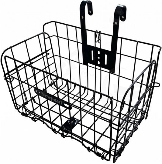 Folding Bike Front Basket Bicycle Wire Basket with Handles Easy Installation on Front Handlebar