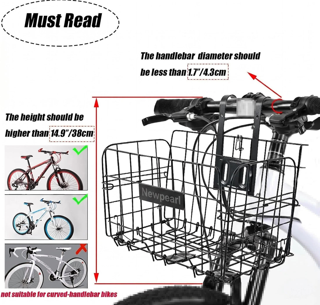 Steel wire bicycle basket for front handlebar mounting