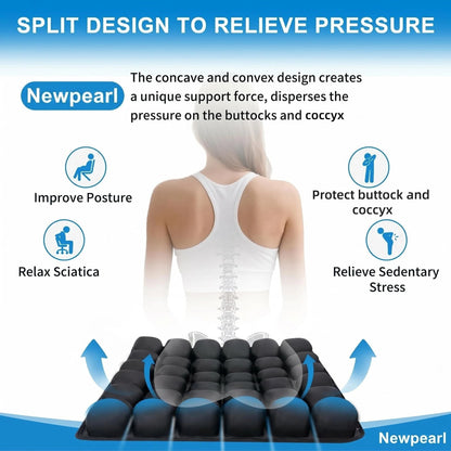 Upgrade Travel Cushion with No External Air Pump, Airplane Seat Cushion for Long Flights, Portable Wheelchair Cushions