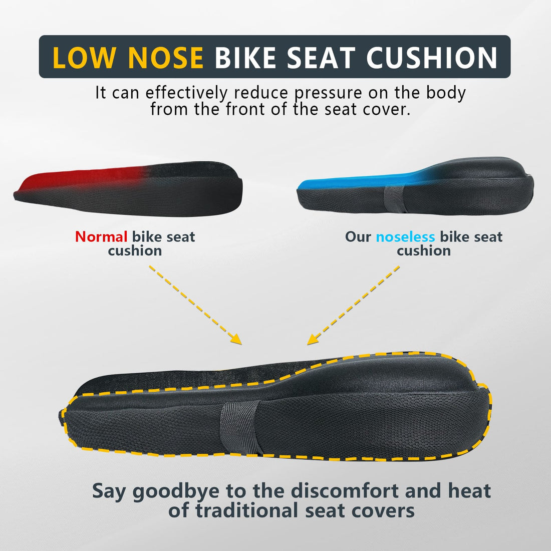 Gel padded bicycle seat cover with breathable center area