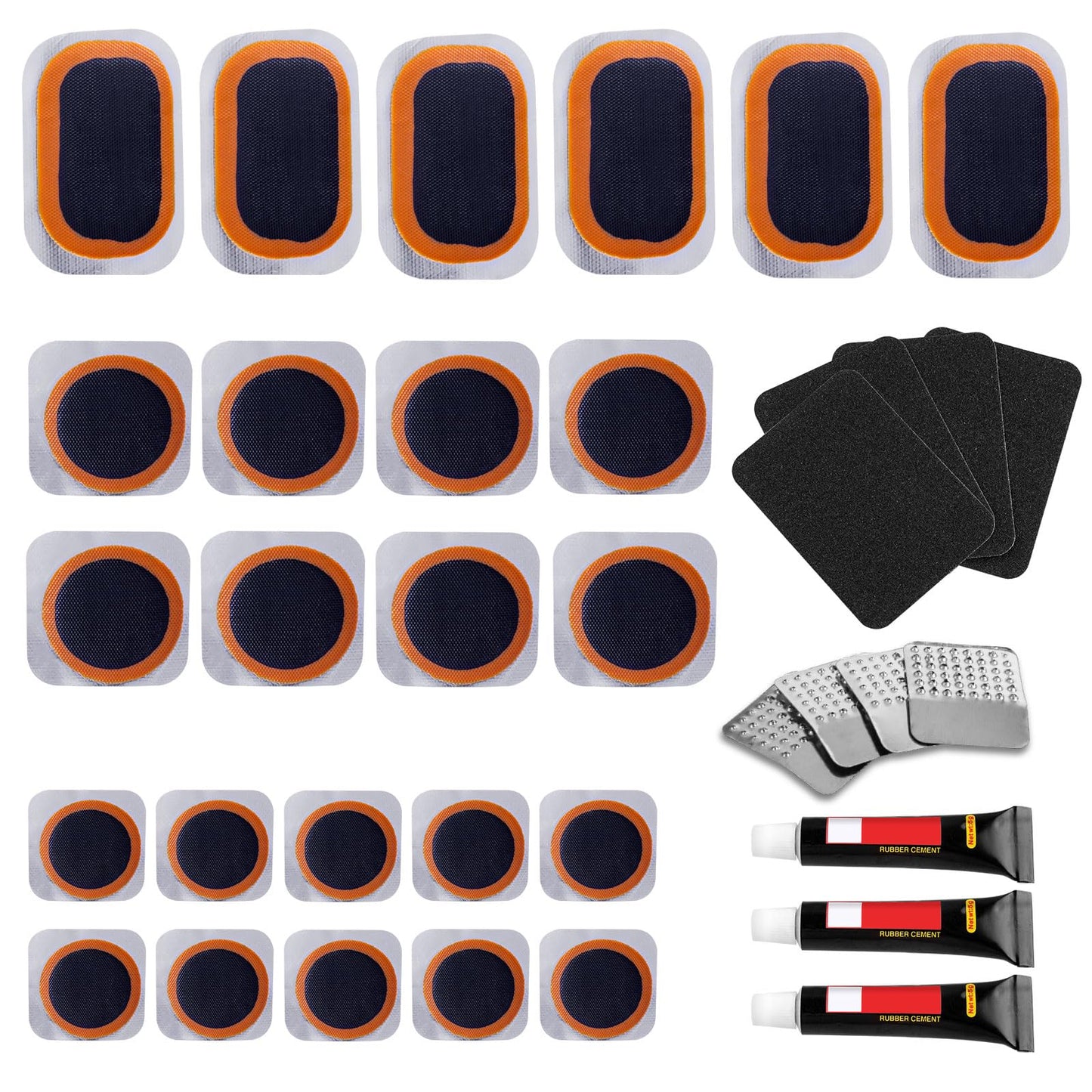 Bike Tire Repair Kits - Bycicle Inner Tube Puncture Patch Kit with 24PCS Vulcanizing Patches