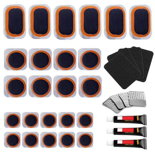 Bike Tire Repair Kits - Bycicle Inner Tube Puncture Patch Kit with 24PCS Vulcanizing Patches