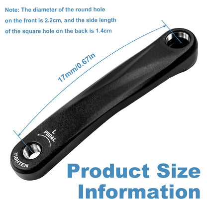 Bike Crank Arm in Square Hole,170MM Black Ebike Crank Arm