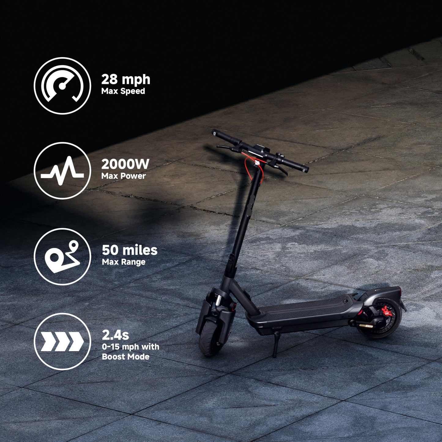 Electric Scooter, Up to 22–28 MPH, Long Range