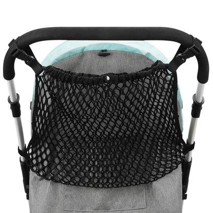 Stroller Organizer, Polyester Net Mesh Bag, Non-Slip Adjustable Stroller Mesh Cargo Net Storage Caddy Accessories