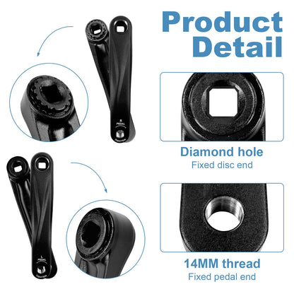 Bike Crank Arm in Square Hole,170MM Black Ebike Crank Arm