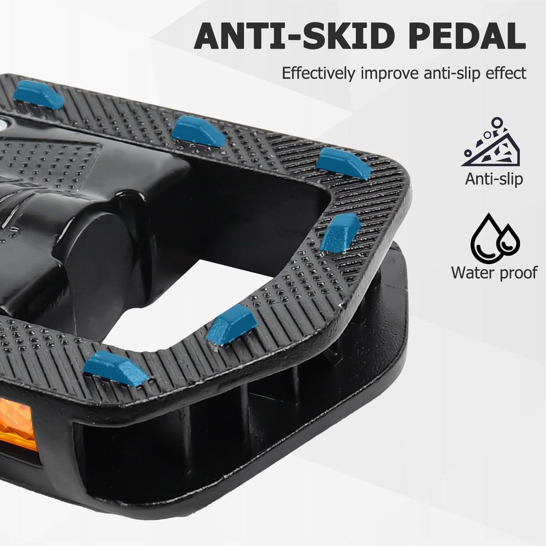 Mountain Bike Pedals CNC Aluminum Bicycle Flat Pedals, 9/16'' with Reflective Strips | Non-Slip | Waterproof | Wide Flat Cycling Pedals