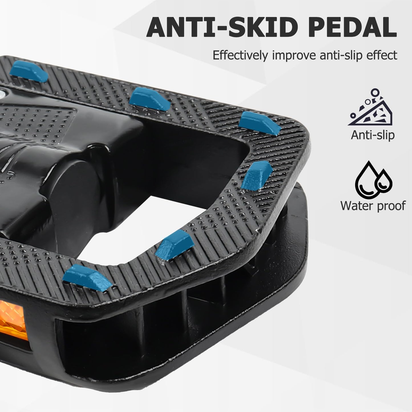Mountain Bike Pedals CNC Aluminum Bicycle Flat Pedals, 9/16'' with Reflective Strips | Non-Slip | Waterproof | Wide Flat Cycling Pedals