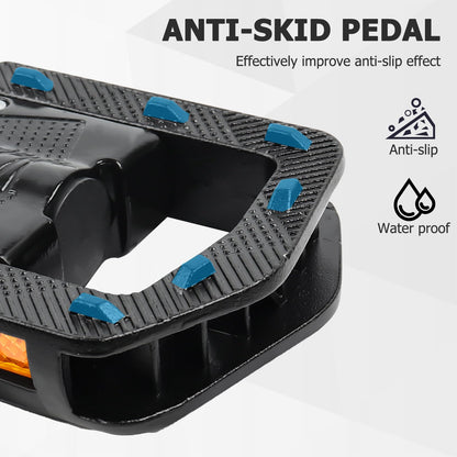 Mountain Bike Pedals CNC Aluminum Bicycle Flat Pedals, 9/16'' with Reflective Strips | Non-Slip | Waterproof | Wide Flat Cycling Pedals