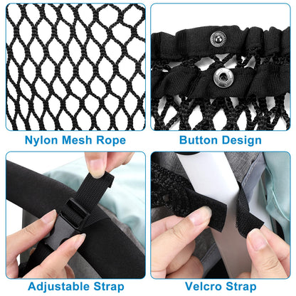 Stroller Organizer, Polyester Net Mesh Bag, Non-Slip Adjustable Stroller Mesh Cargo Net Storage Caddy Accessories