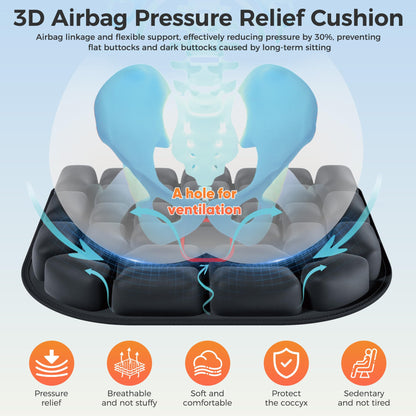 Upgrade Travel Cushion with No External Air Pump, Airplane Seat Cushion for Long Flights, Portable Wheelchair Cushions