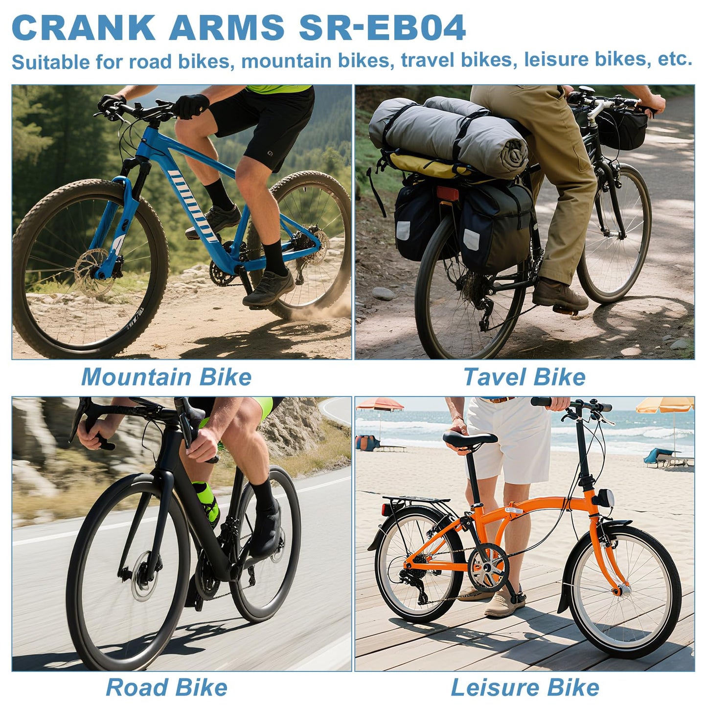 Bike Crank Arm in Square Hole,170MM Black Ebike Crank Arm