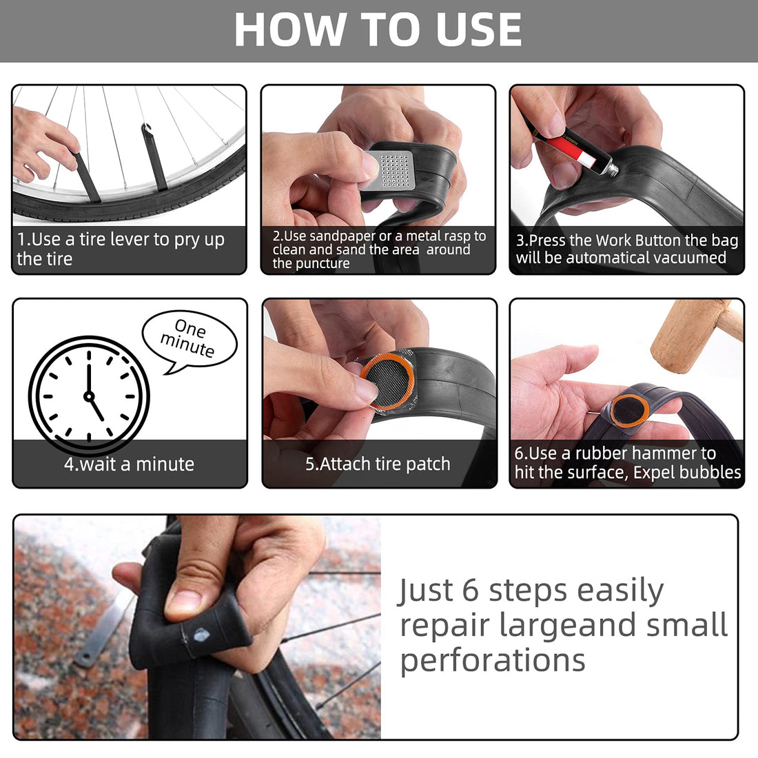 Bike Tire Repair Kits - Bycicle Inner Tube Puncture Patch Kit with 24PCS Vulcanizing Patches