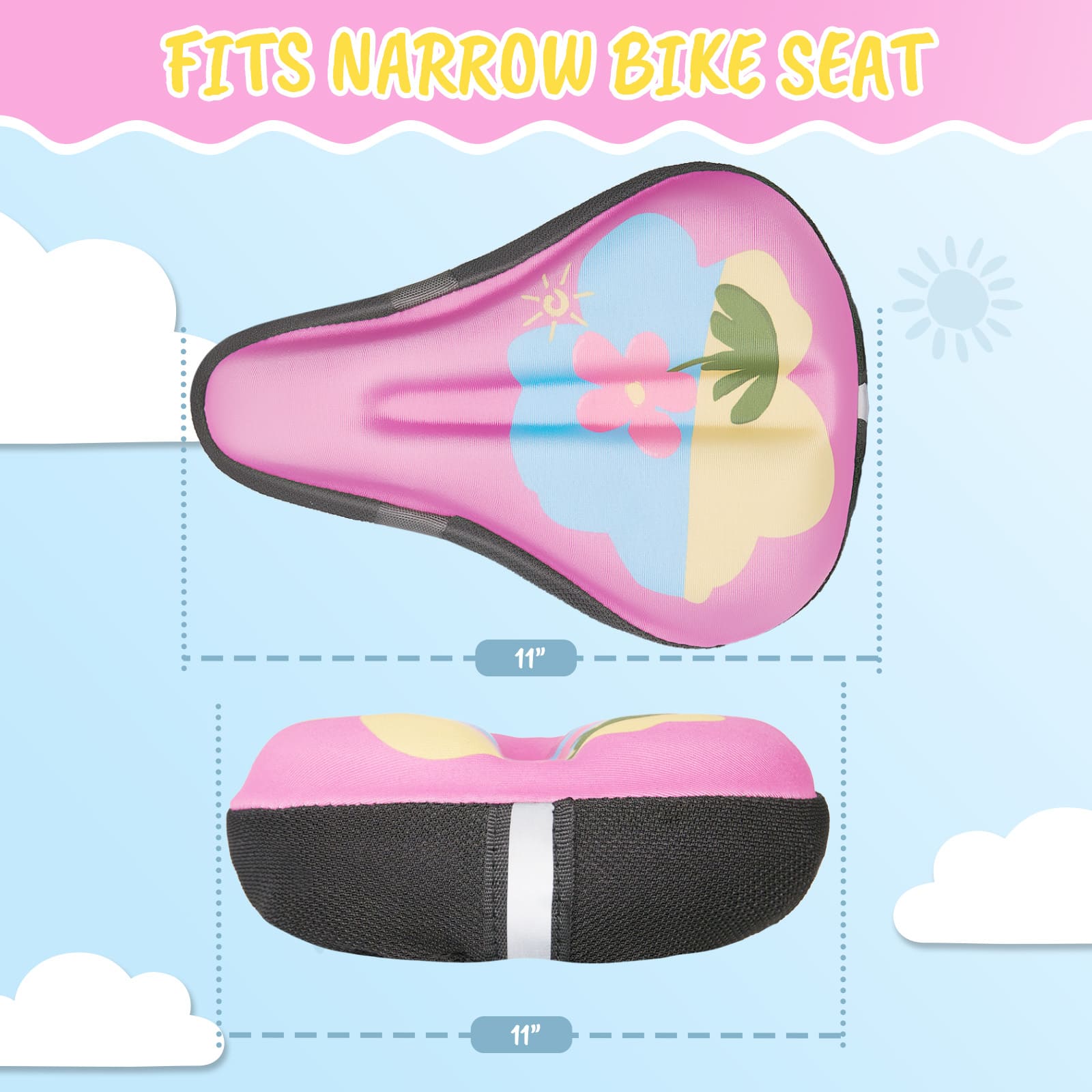 Pink flower bicycle seat cover for children's bikes