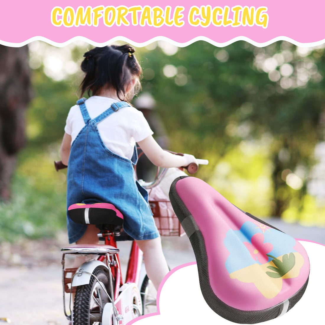 Pink Kids Gel Bike Seat Cover