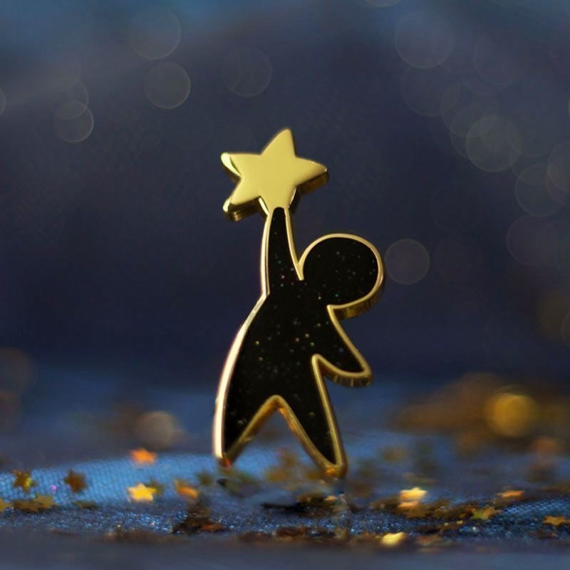 Star Catcher and Orbit Star enamel pin set