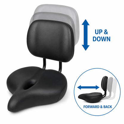 Newpearl bike seat backrest adjusts up down forward and back