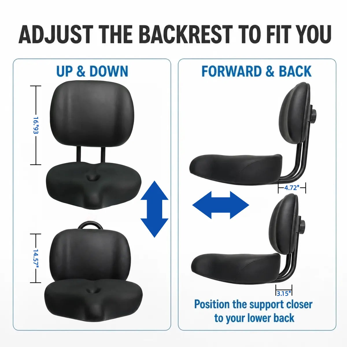 Adjustable backrest position for Newpearl wide bike seat