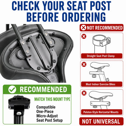 Seat post compatibility warning for Newpearl bike seat with backrest